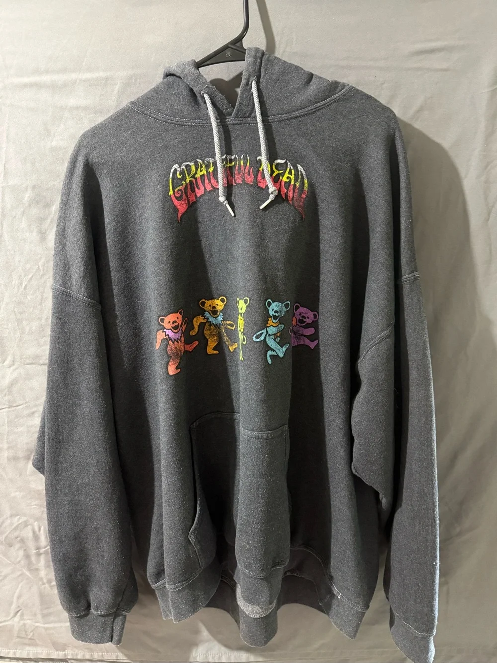 Grateful Dead Men’s Charcoal Crewneck Hoodie with Multicolor Dancing Bears